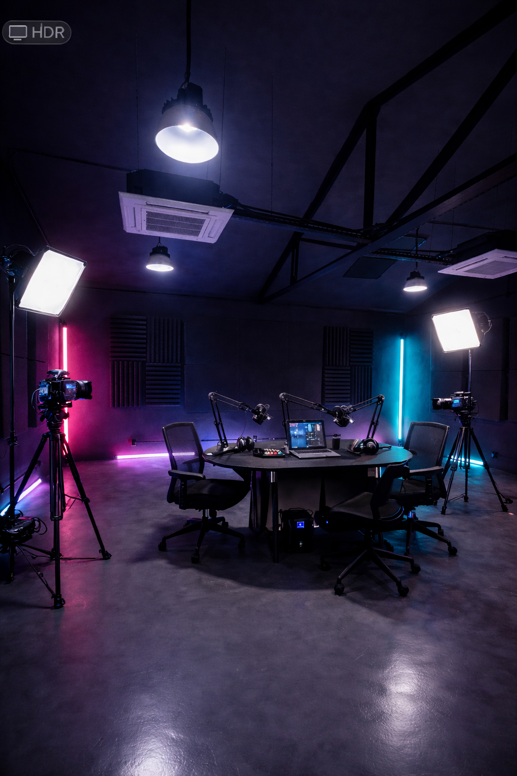 Equipo profesional de cámara en estudio